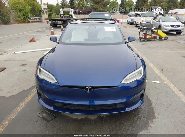 5YJSA1E54MF428368 2021 TESLA MODEL S Blue Вид щитка приладів