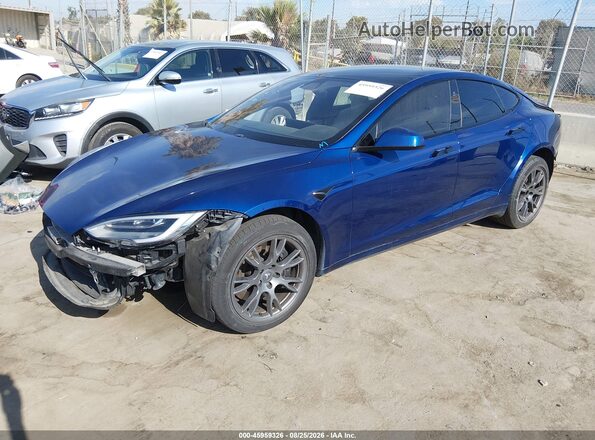5YJSA1E57MF428431 2021 TESLA MODEL S Blue Vista tres cuartos delantera izquierda