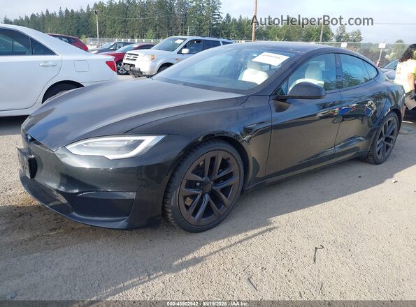5YJSA1E57MF428445 2021 TESLA MODEL S Black წინა მარცხენა ხედი სამი მეოთხედიდან