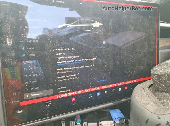 5YJSA1E5XMF434160 2021 TESLA MODEL Gray ხელსაწყოთა პანელის ხედი