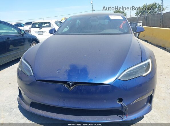 5YJSA1E65NF483325 2022 TESLA MODEL S Синий Вид задней части салона