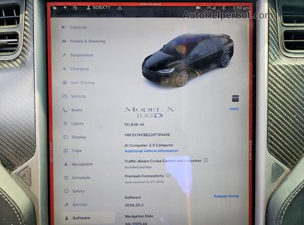 5YJXCBE23JF120499 2018 TESLA MODEL Black Vista del cuadro de instrumentos