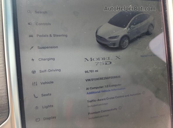 5YJXCBE25GF008828 2016 TESLA MODEL Белый Вид щитка приборов