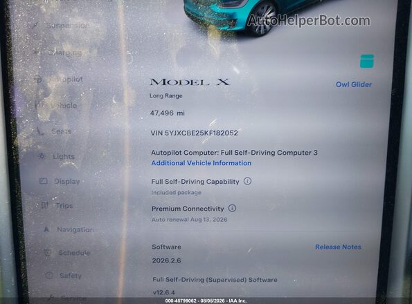 5YJXCBE25KF182052 2019 TESLA MODEL X Серый Вид задних сидений