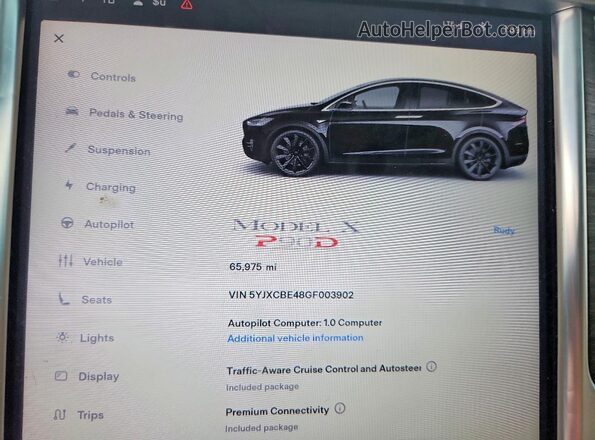 5YJXCBE48GF003902 2016 TESLA MODEL Black Widok zestawu wskaźników