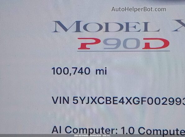 5YJXCBE4XGF002993 2016 TESLA MODEL X Золотой 