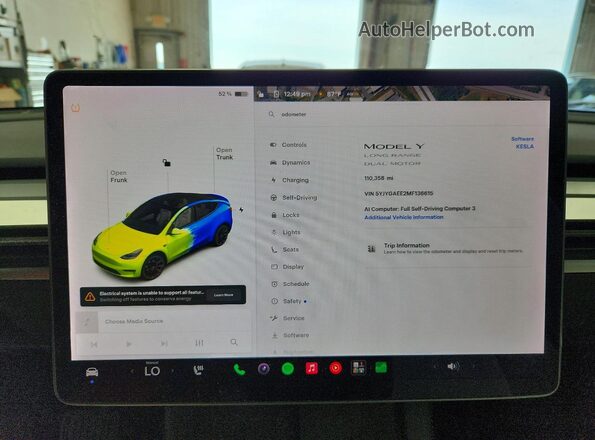 5YJYGAEE2MF136615 2021 TESLA MODEL Белый Вид щитка приборов