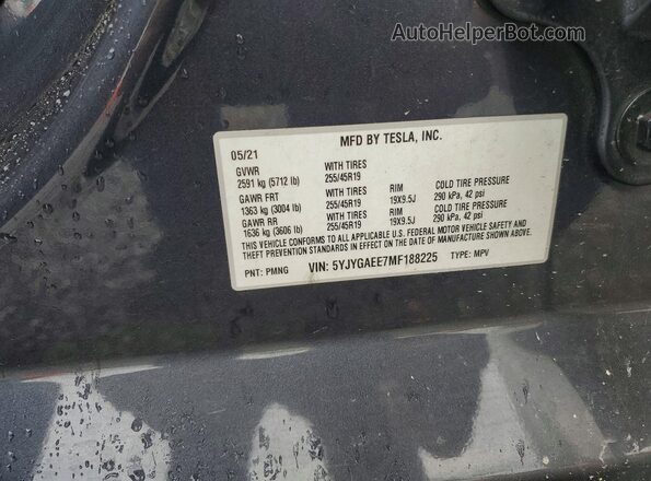 5YJYGAEE7MF188225 2021 TESLA MODEL Gray Widok komory silnika