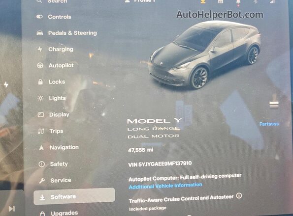 5YJYGAEE9MF137910 2021 TESLA MODEL Черный Вид щитка приборов