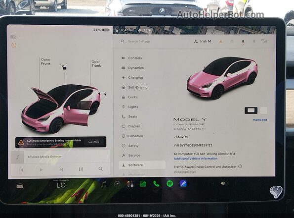 5YJYGDEE0MF259122 2021 TESLA MODEL Y Red Вид задніх сидінь