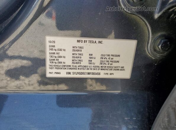 5YJYGDEE1MF065456 2021 TESLA MODEL Gray 360 interior view