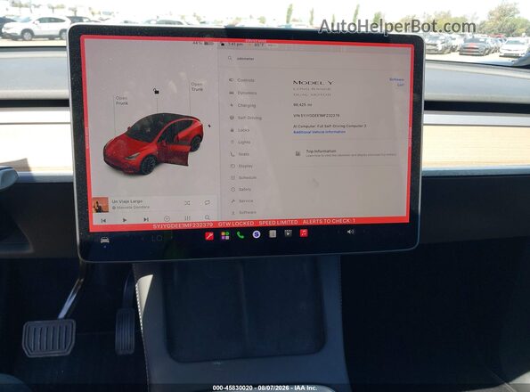 5YJYGDEE1MF232379 2021 TESLA MODEL Y Красный 