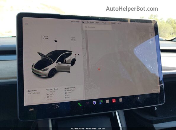 5YJYGDEE2MF112154 2021 TESLA MODEL Y White Հետևի նստատեղերի տեսք