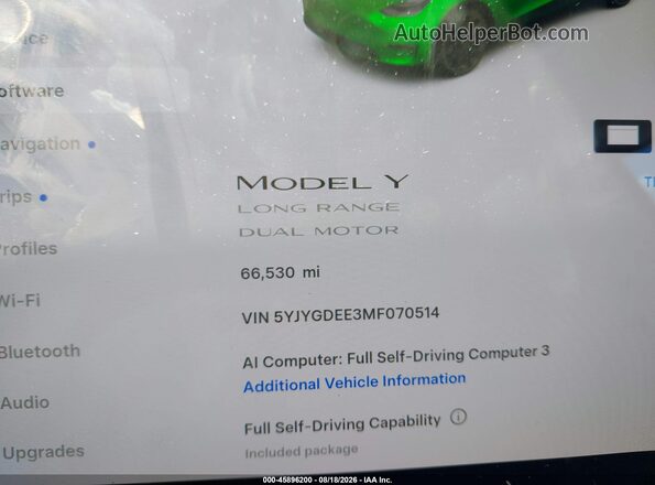 5YJYGDEE3MF070514 2021 TESLA MODEL Y Black Вид задніх сидінь
