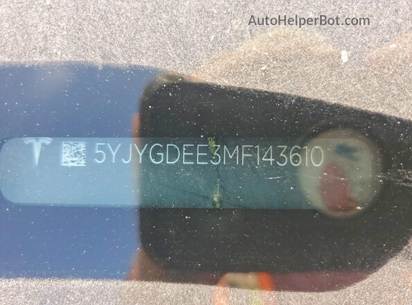 5YJYGDEE3MF143610 2021 TESLA MODEL Y Black VIN sticker view