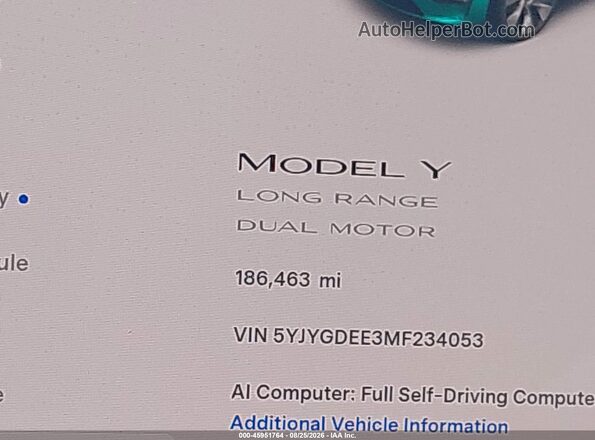 5YJYGDEE3MF234053 2021 TESLA MODEL Y White 
