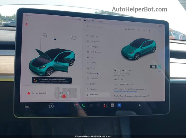5YJYGDEE3MF234053 2021 TESLA MODEL Y White Vista de los asientos traseros