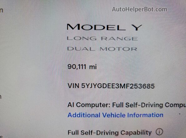 5YJYGDEE3MF253685 2021 TESLA MODEL Красный Вид щитка приборов
