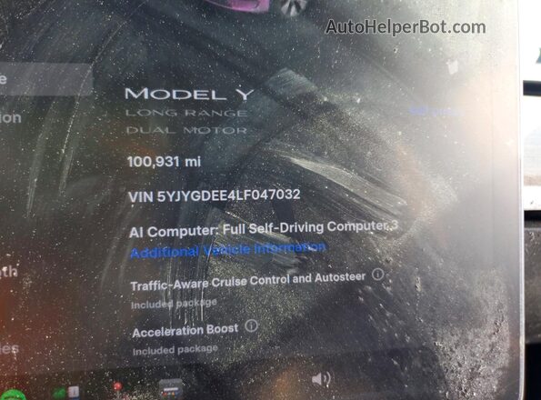 5YJYGDEE4LF047032 2020 TESLA MODEL Black Widok zestawu wskaźników