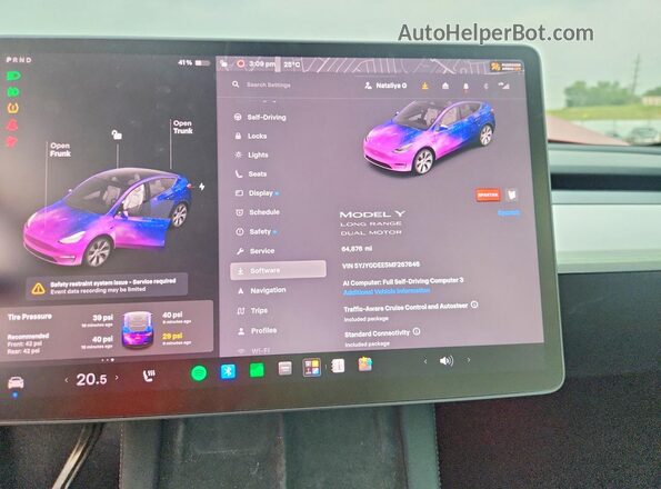 5YJYGDEE5MF267846 2021 TESLA MODEL Бордовый Вид щитка приборов