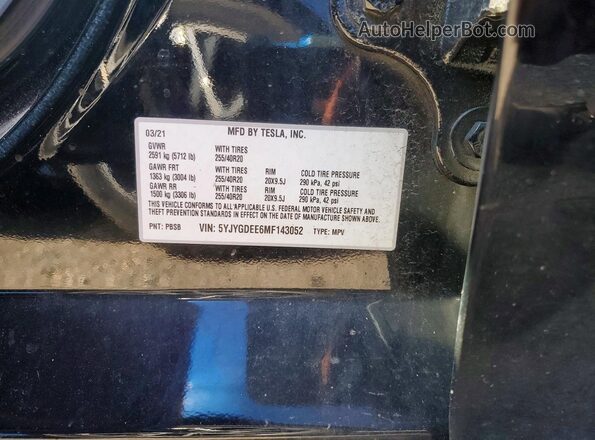 5YJYGDEE6MF143052 2021 TESLA MODEL Черный Вид подкапотного пространства
