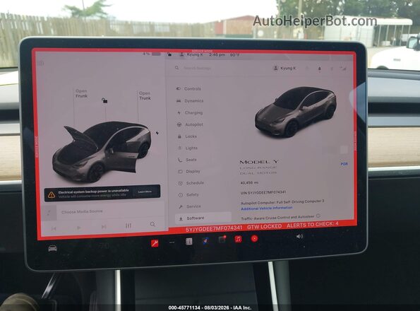 5YJYGDEE7MF074341 2021 TESLA MODEL Y Белый Вид задних сидений