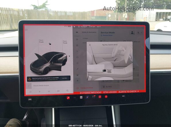 5YJYGDEE7MF074341 2021 TESLA MODEL Y Белый 