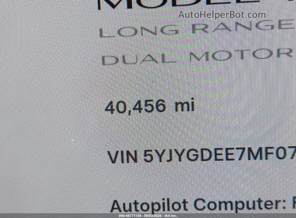 5YJYGDEE7MF074341 2021 TESLA MODEL Y Белый 