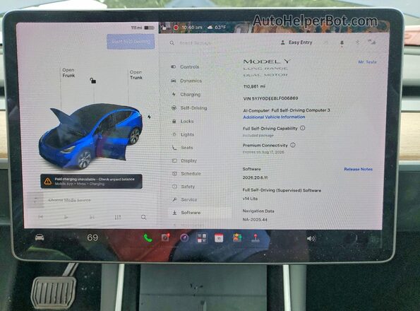 5YJYGDEE8LF006869 2020 TESLA MODEL Blue Սարքավորումների վահանակի տեսք