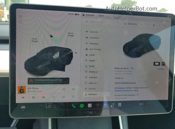 5YJYGDEE8LF025843 2020 TESLA MODEL Black Սարքավորումների վահանակի տեսք