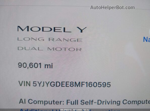 5YJYGDEE8MF160595 2021 TESLA MODEL Y Black სალონის 360-გრადუსიანი ხედი