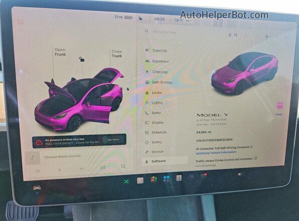 5YJYGDEE8MF203915 2021 TESLA MODEL Blue Vista del cuadro de instrumentos