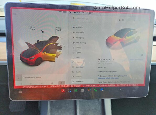 5YJYGDEE8MF218267 2021 TESLA MODEL Белый Вид щитка приборов