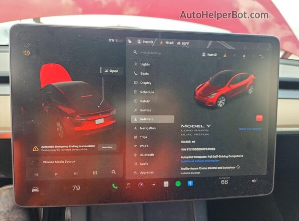 5YJYGDEE8MF241628 2021 TESLA MODEL Red Vista del cuadro de instrumentos