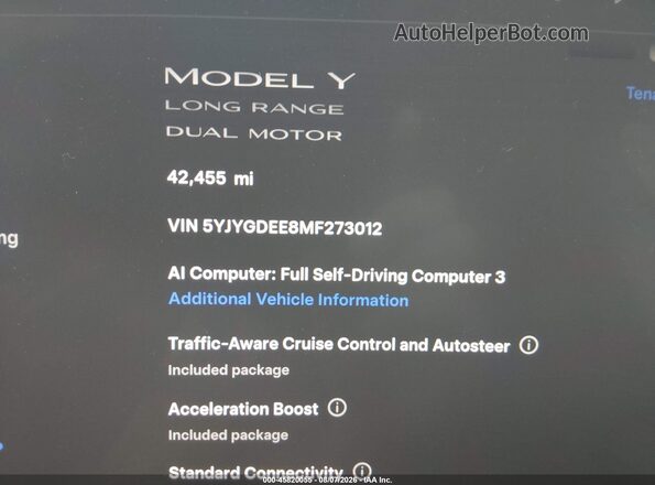5YJYGDEE8MF273012 2021 TESLA MODEL Y White 