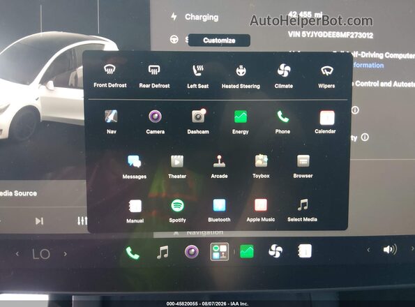 5YJYGDEE8MF273012 2021 TESLA MODEL Y White 
