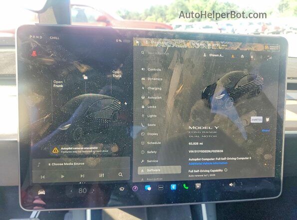 5YJYGDEE9LF025639 2020 TESLA MODEL Black Widok zestawu wskaźników