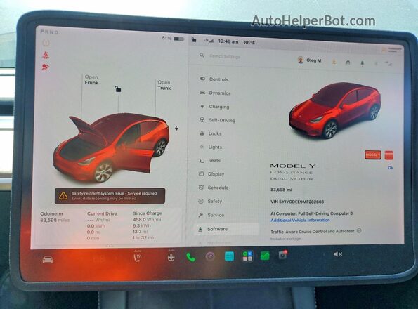 5YJYGDEE9MF282866 2021 TESLA MODEL Серый Вид щитка приборов