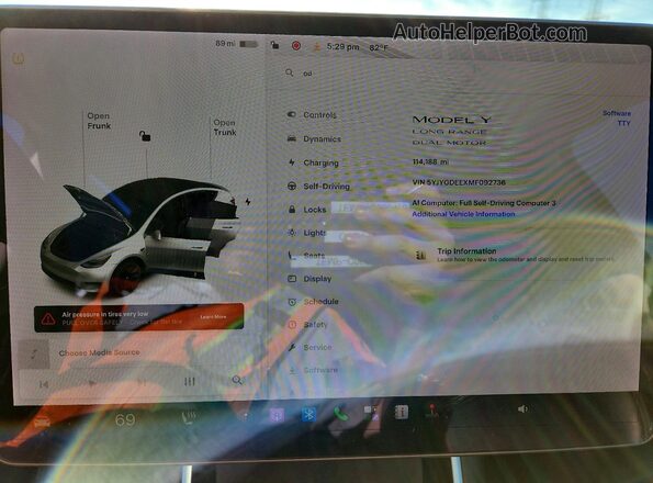 5YJYGDEEXMF092736 2021 TESLA MODEL White Սարքավորումների վահանակի տեսք