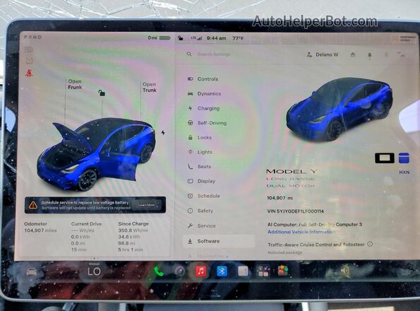 5YJYGDEF1LF000114 2020 TESLA MODEL Серый Вид щитка приборов