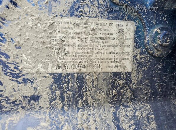 5YJYGDEF4MF089324 2021 TESLA MODEL Blue Vista del compartimento del motor