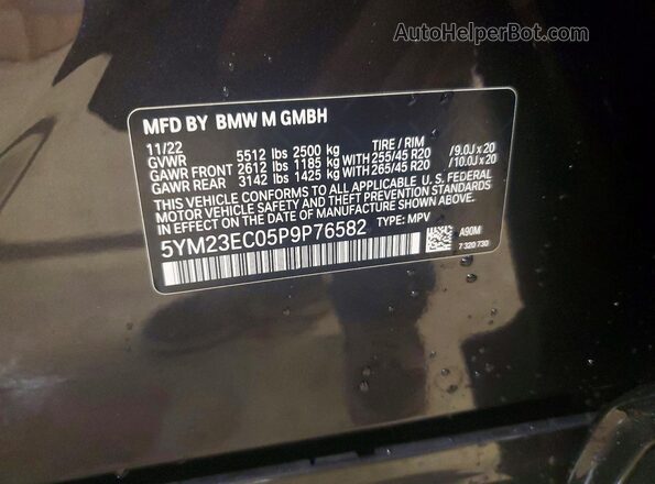 5YM23EC05P9P76582 2023 BMW X4 Gray VIN կոդի պիտակի տեսք