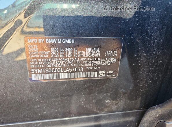5YMTS0C03LLA57633 2020 BMW X3 Black Widok komory silnika