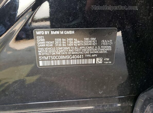 5YMTS0C08M9G40441 2021 BMW X3 Black VIN sticker view
