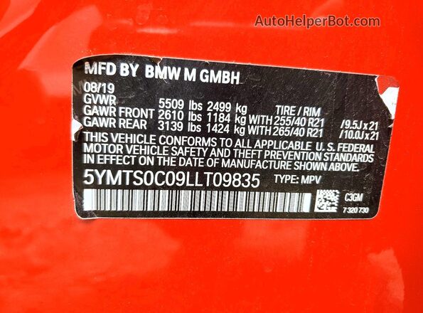 5YMTS0C09LLT09835 2020 BMW X3 Red Սալոնի 360 աստիճան տեսք