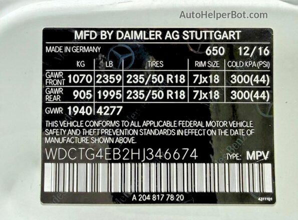 WDCTG4EB2HJ346674 2017 MERCEDES-BENZ GLA-CLASS White 