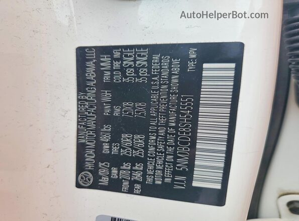 5NMJBCDE8SH545551 2025 HYUNDAI TUCSON White 