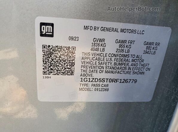 1G1ZD5ST0RF126779 2024 CHEVROLET MALIBU Gray VIN sticker view