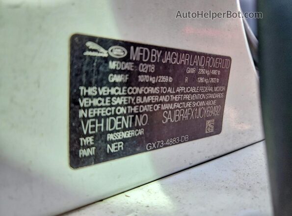 SAJBR4FX1JCY69492 2018 JAGUAR XF White Вид наклейки з VIN-кодом