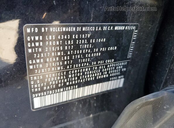 3VV5X7B23RM105314 2024 VOLKSWAGEN TAOS Black Widok naklejki z numerem VIN